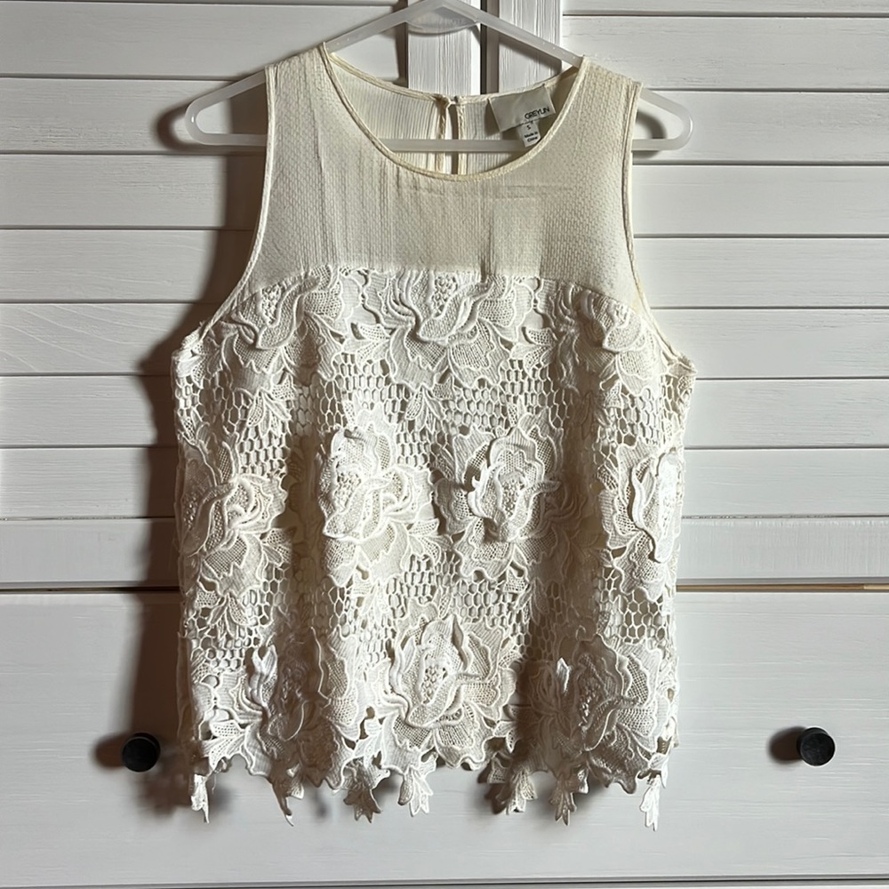 Greylin Off White Lace Tank